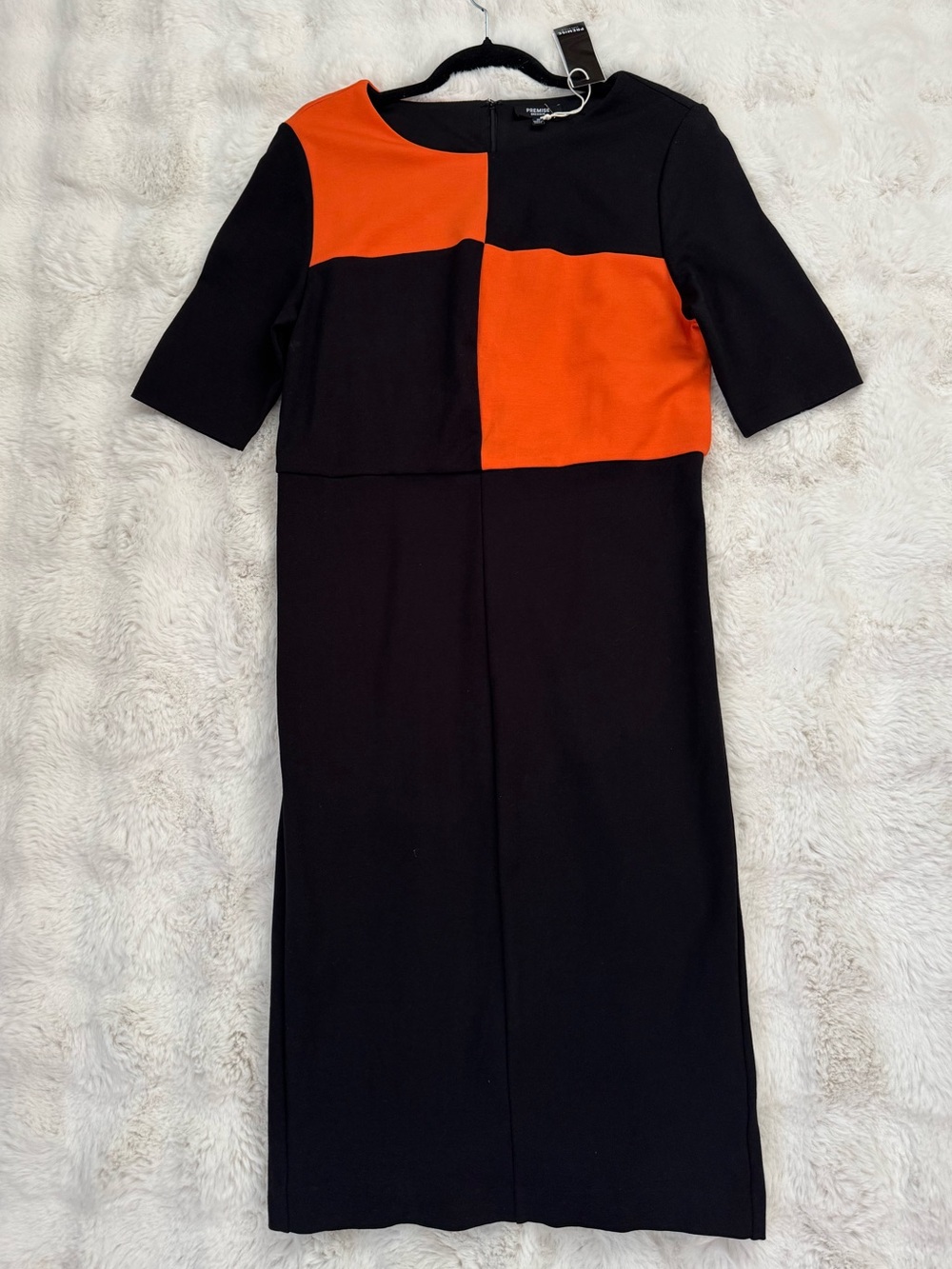 Premise Black & Orange Colorblock Women’s Sheath Dress